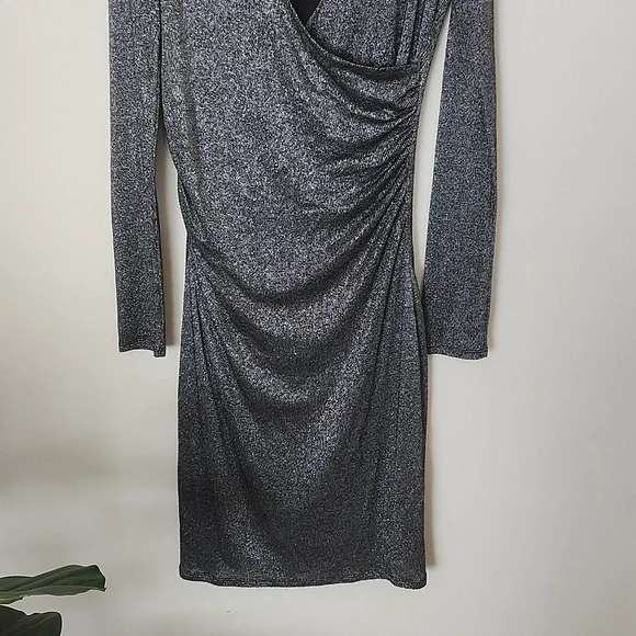 Ted Baker London metallic ruched midi cocktail party dress, date night, evening - Picture 3 of 10